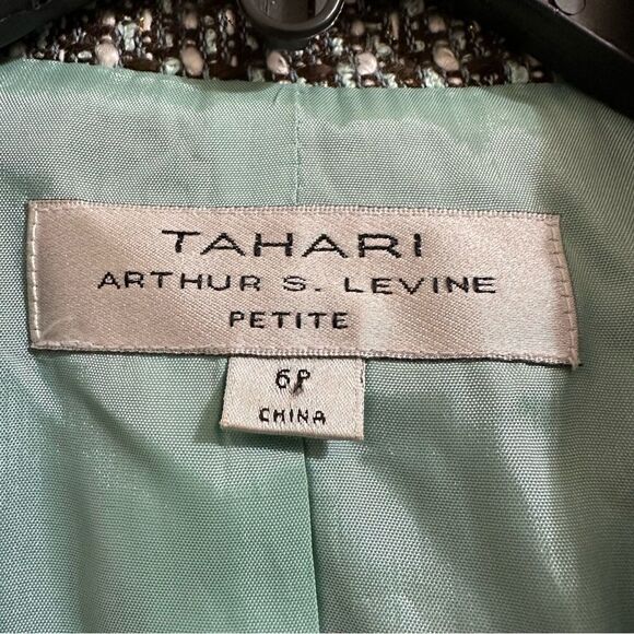 TAHARI ASL TWEED WOOL LONG SLEEVE LACE TRIM BLAZER 6P‎ - Picture 3 of 12